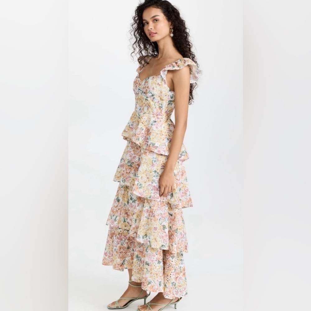 Anthropologie En Saison Presley eyelet ruffle Midi Dress size large New with tag - Picture 2 of 12